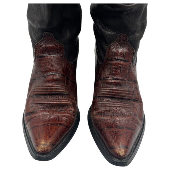 Ariat Gator Croc Embossed Slouch Cowboy Western Boots Size 7 - Picture 4 of 9